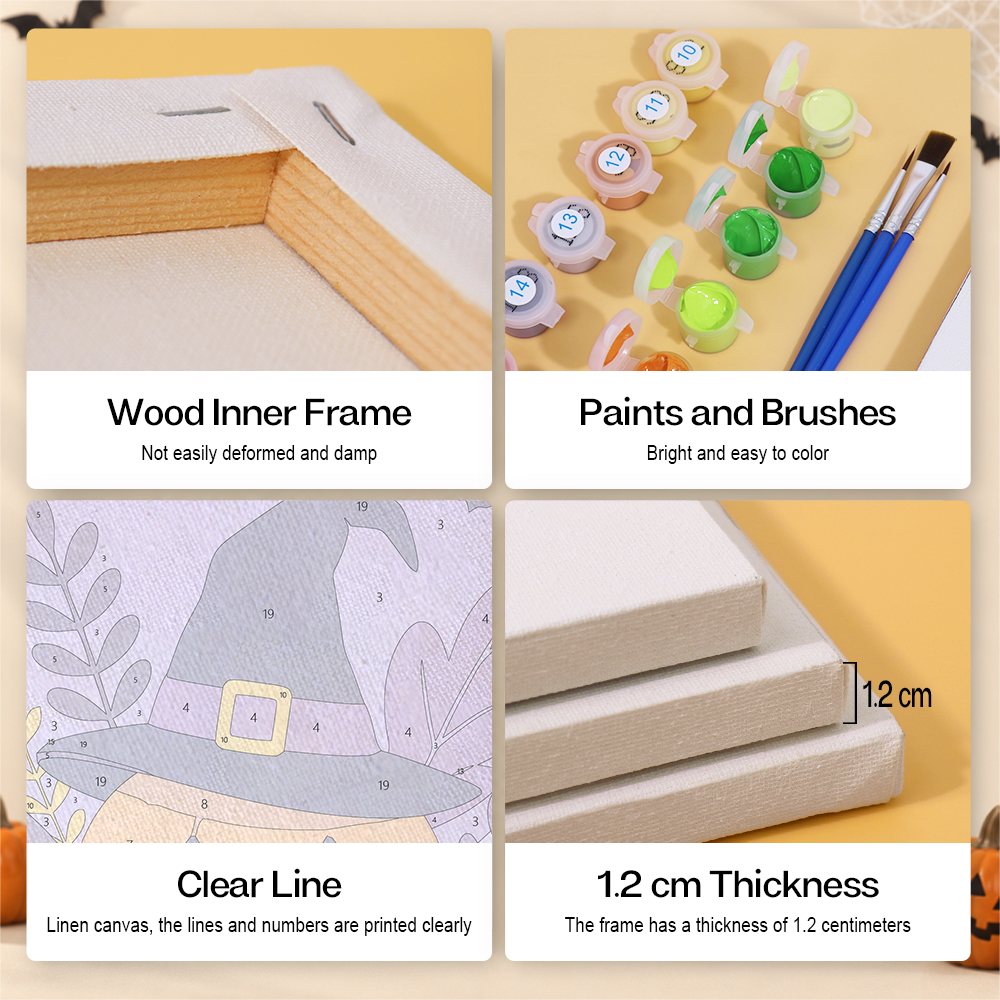 Lilac Moon Medallions mini paint by numbers kit with six numbered canvases, acrylic paints, brushes and layout