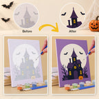 What's included without a frame: six rolled Lilac Moon Medallions mini canvases, acrylic paints, three brushes and layout