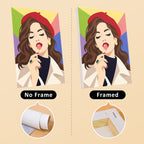 Lipstick & Attitude mini canvas shown rolled without a frame and pre-stretched on a frame