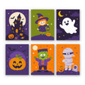 Little Monsters mini paint by numbers set: six cute Halloween characters, including a haunted house, a witch, a ghost, a pumpkin, a monster and a mummy