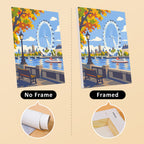 London Days mini canvas shown rolled without a frame and pre-stretched on a frame