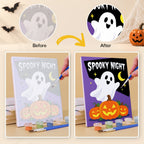 What's included without a frame: six rolled Magic Night Party mini canvases, acrylic paints, three brushes and layout