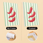 Market Stripes mini canvas shown rolled without a frame and pre-stretched on a frame