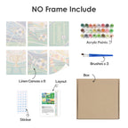 What's included without a frame: six rolled Matchday Magic mini canvases, acrylic paints, three brushes and layout
