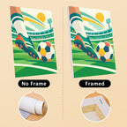 Matchday Magic mini canvas shown rolled without a frame and pre-stretched on a frame