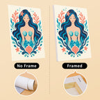 Mermaid Tales mini canvas shown rolled without a frame and pre-stretched on a frame