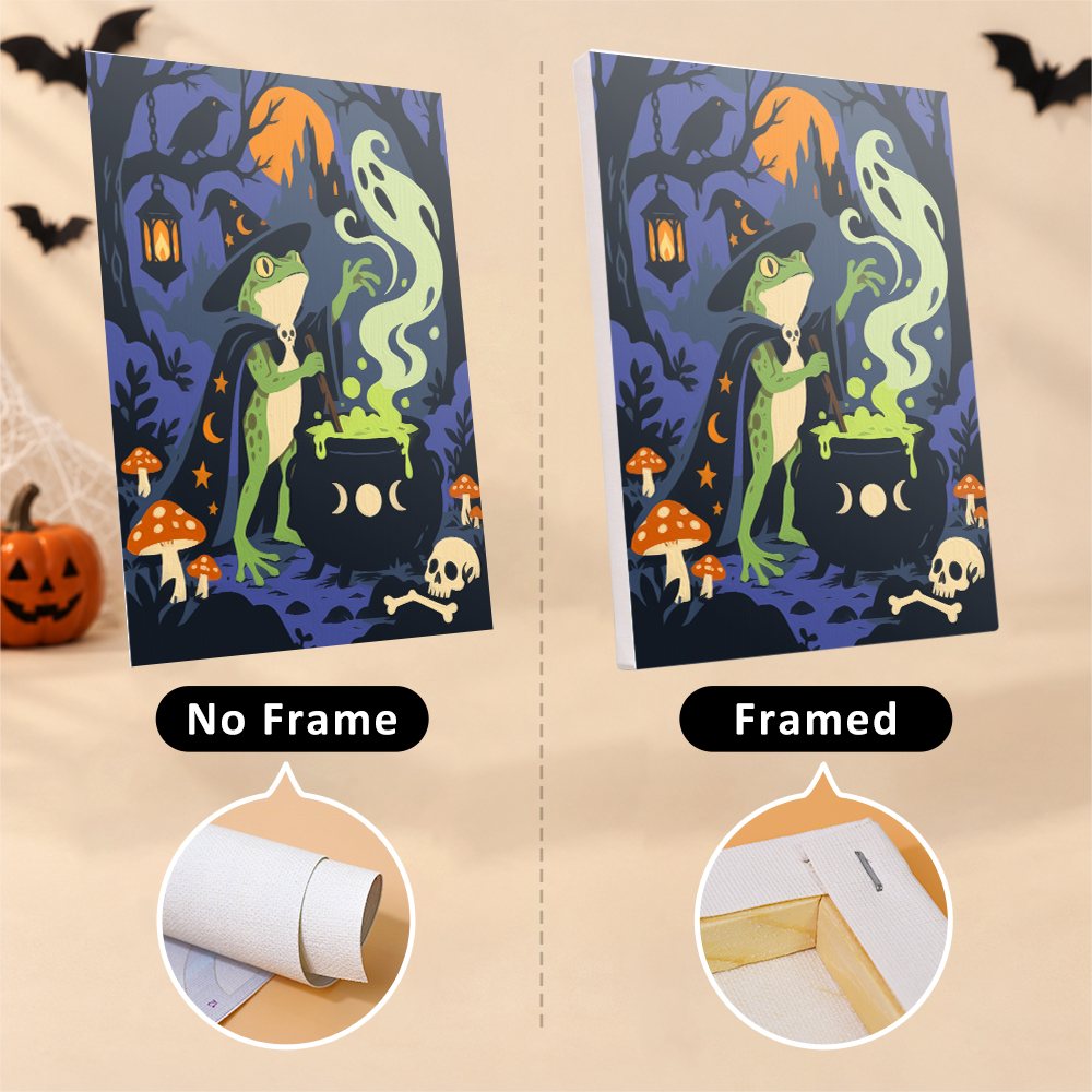 Midnight Folk Tales mini canvas shown rolled without a frame and pre-stretched on a frame