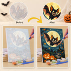 What's included without a frame: six rolled Midnight Moon Parade mini canvases, acrylic paints, three brushes and layout