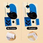Mod Cats mini canvas shown rolled without a frame and pre-stretched on a frame