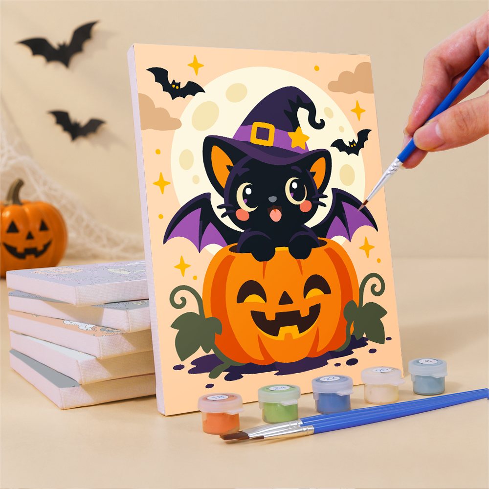 What's included pre-stretched on frame: six framed Moonlit Chibi Crew mini canvases, paints, three brushes, hangers and layout