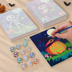 Moonlit Monster Meadows mini canvas shown rolled without a frame and pre-stretched on a frame