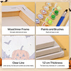 Moonlit Silhouettes mini paint by numbers kit with six numbered canvases, acrylic paints, brushes and layout