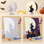 What's included without a frame: six rolled Moonlit Silhouettes mini canvases, acrylic paints, three brushes and layout