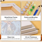 Moonlit Storybook Halloween mini paint by numbers kit with six numbered canvases, acrylic paints, brushes and layout