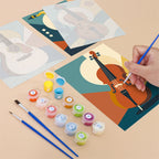 Filling in a Music Makers mini canvas with numbered acrylic paints and a fine brush
