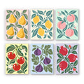 Orchard Prints mini paint by numbers set: six botanical prints of pears, lemons, peaches, cherries, figs and pomegranates
