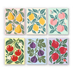 Orchard Prints mini paint by numbers set: six botanical prints of pears, lemons, peaches, cherries, figs and pomegranates