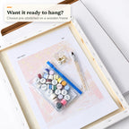 Paint by numbers kit pre-stretched on a wooden frame, ready to hang