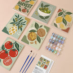 Pantry Harvest mini paint by numbers kit with six numbered canvases, acrylic paints, brushes and layout