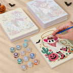Pastel Cowboy Spooks mini canvas shown rolled without a frame and pre-stretched on a frame