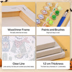 Pastel Cowboy Spooks mini paint by numbers kit with six numbered canvases, acrylic paints, brushes and layout