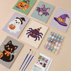 Pastel Kawaii Icons mini paint by numbers kit with six numbered canvases, acrylic paints, brushes and layout