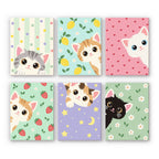 Peekaboo Kittens mini paint by numbers set: six designs of kittens peeking out from lemon, heart, strawberry, star and daisy patterns