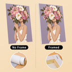 Peony Portraits mini canvas shown rolled without a frame and pre-stretched on a frame