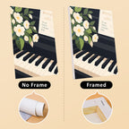 Piano Moments mini canvas shown rolled without a frame and pre-stretched on a frame