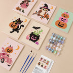 Pink Pumpkin Party mini paint by numbers kit with six numbered canvases, acrylic paints, brushes and layout