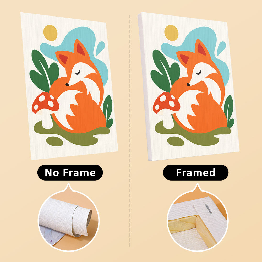 Playful Garden mini canvas shown rolled without a frame and pre-stretched on a frame