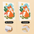 Playful Garden mini canvas shown rolled without a frame and pre-stretched on a frame