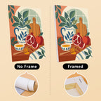 Pomegranate Kitchen mini canvas shown rolled without a frame and pre-stretched on a frame