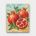 Pomegranate Tiles paint by numbers kit of pomegranates and leaves made of small mosaic tiles with grout lines
