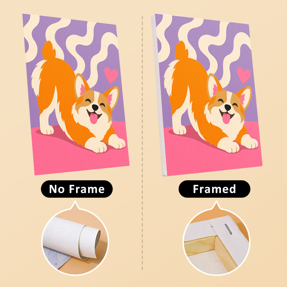 Pop Pups mini canvas shown rolled without a frame and pre-stretched on a frame