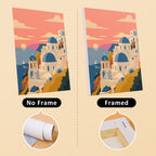 Postcards from Afar mini canvas shown rolled without a frame and pre-stretched on a frame