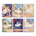 Prima Ballerina mini paint by numbers set: six designs of ballerinas in white tutus in studios, gardens and on stage