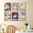 Prima Ballerina mini paintings displayed as a gallery wall in a sunny kitchen