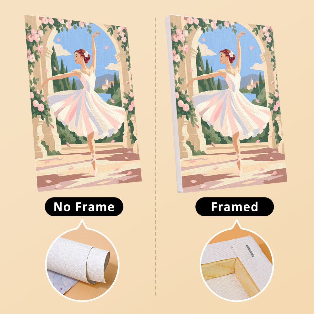 Prima Ballerina mini canvas shown rolled without a frame and pre-stretched on a frame