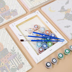 Numbered paint pots and brushes on a pre-stretched Pumpkin Festivities mini canvas