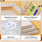 Pumpkin Patch Pals mini paint by numbers kit with six numbered canvases, acrylic paints, brushes and layout