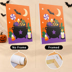 Purple Moon Spooks mini canvas shown rolled without a frame and pre-stretched on a frame