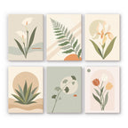 Quiet Botanicals mini paint by numbers set: six minimalist designs of calla lily, fern, iris, agave, ginkgo and tulips