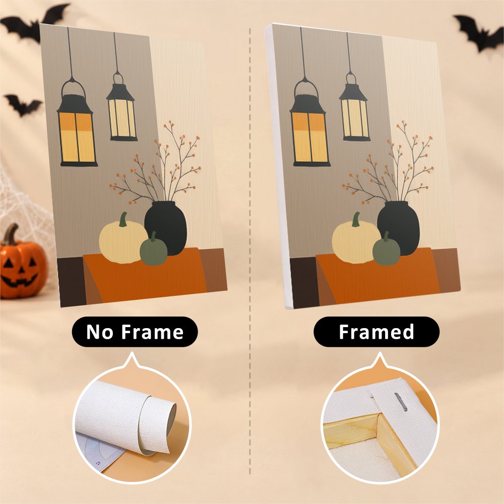 Quiet Hauntings mini canvas shown rolled without a frame and pre-stretched on a frame