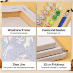 Reapers and Witches mini paint by numbers kit with six numbered canvases, acrylic paints, brushes and layout
