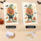 Retro Spooky Pals mini canvas shown rolled without a frame and pre-stretched on a frame