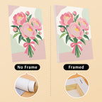 Ribbon Bouquets mini canvas shown rolled without a frame and pre-stretched on a frame