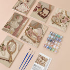 Rose Boudoir mini paint by numbers kit with six numbered canvases, acrylic paints, brushes and layout
