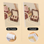 Rose Boudoir mini canvas shown rolled without a frame and pre-stretched on a frame