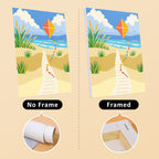 Sandy Summer mini canvas shown rolled without a frame and pre-stretched on a frame